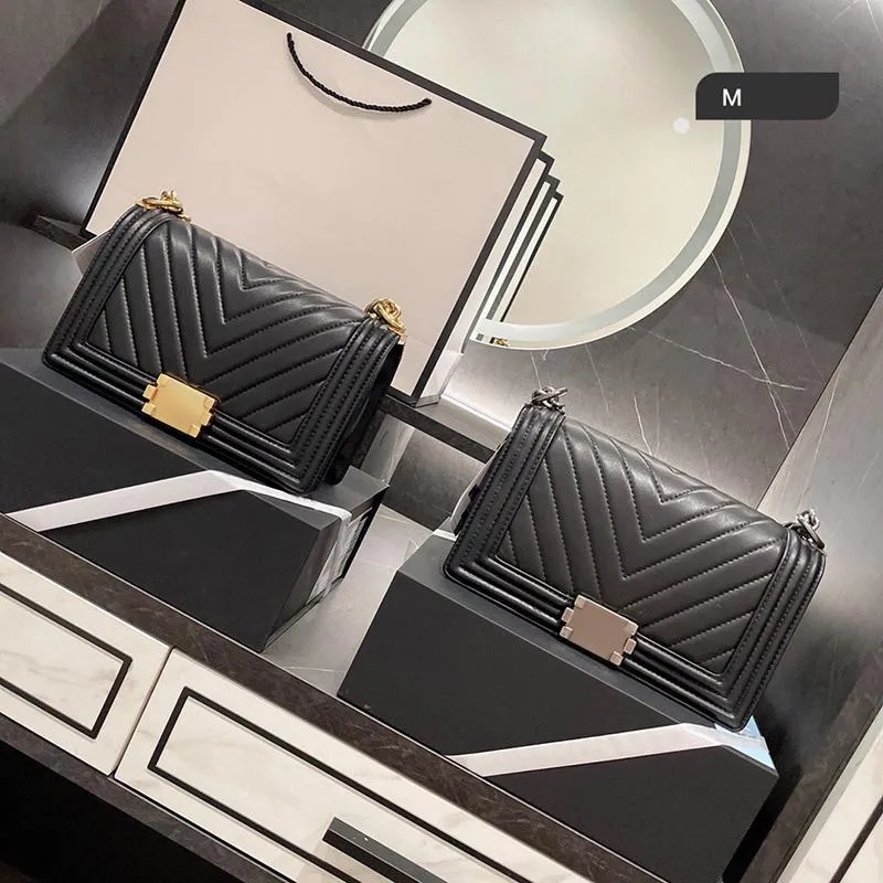 5A top quality brand luxury Designer Women Bags 2021 caviar Leather Shoulder purse black gold silver Chain crossbody clutch pochette envelope bag wallet wholesale