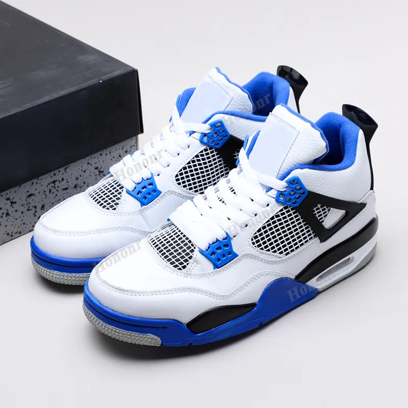 Authentique Hommes High High OG 4s Motorsports Racing Blue Basketball Chaussures Jumpman 4 Top Designers Topsports Sneakers Sneakers Running Shoe avec boîte