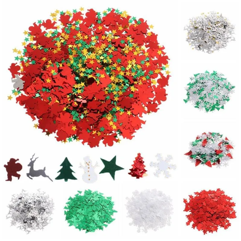 Décorations de Noël Mélange de couleurs Père Noël Glitter Fournitures de fête de neige Ornement de festival Confettis à paillettes en aluminium