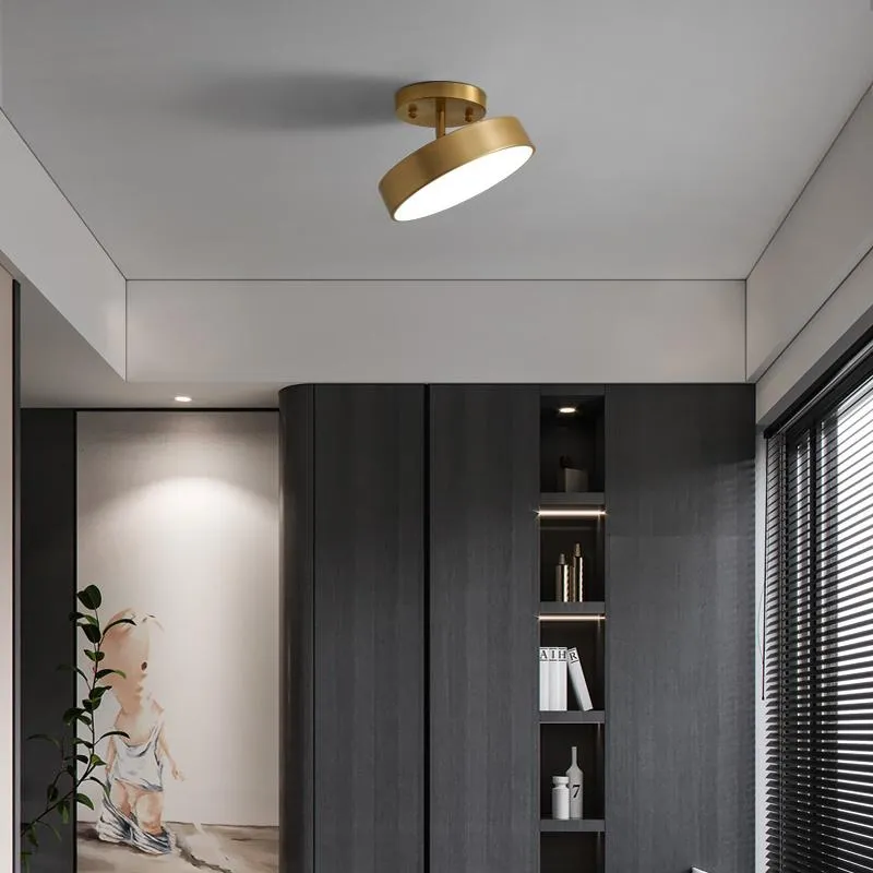 Современная светодиодная золотая медная потолочная лампа для коридора