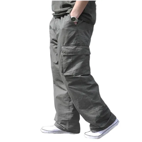 Summer cargo cotton thin pants pocket zipper large size big 8XL 10XL 9XL 140KG out door casual safari style pants black 48 X0615
