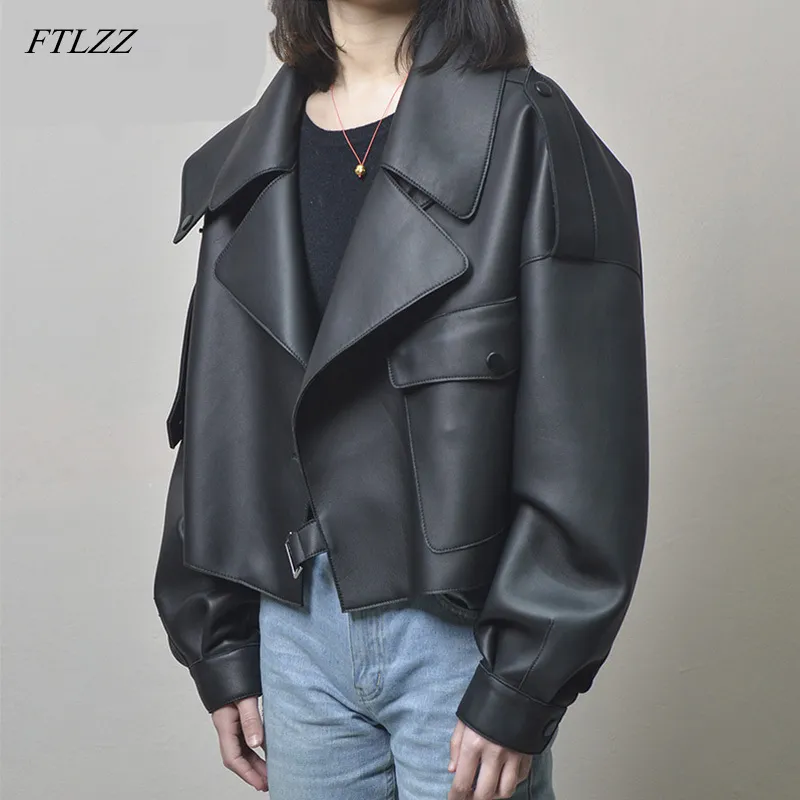 Leather Jacket Female Autumn Winter Coat Plus Size Big Oversized Faux Pu Moto Women Biker Lady Casual Outwear Street Wear 210423
