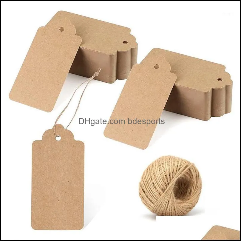 Gift Wrap Event Party Supplies Festive Home Garden Taggar, 100 PCS Kraft Paper Taggar för Wedding Brown Rec Craft Hang Drop Delivery 2021 9nzm