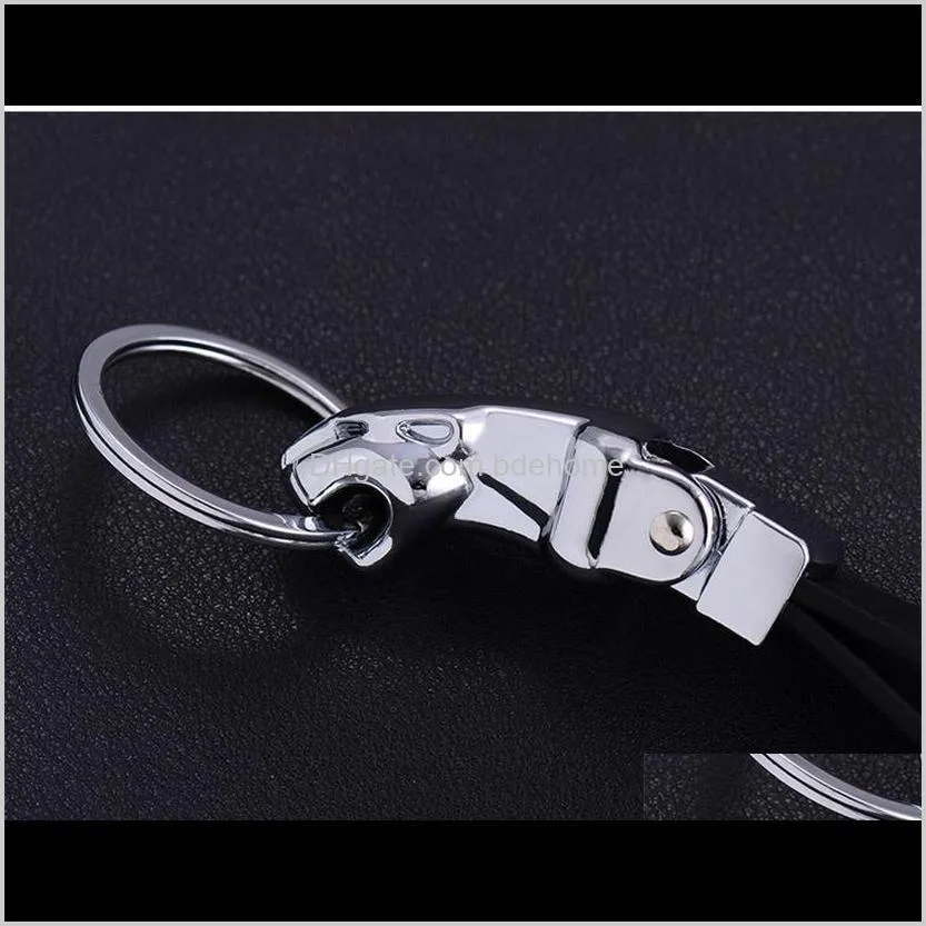 metal leopard head leather key chains rings holder for car keyrings keychains for man women high quality gift k262