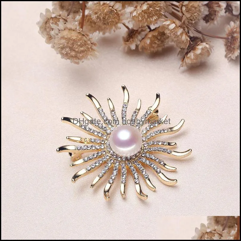 Flower Pearl Brooch Settings Rhinestone Brooch for Women Pearl Jewelry Settings Fashion Accessories 9 styles DIY Pearl Pins Christmas