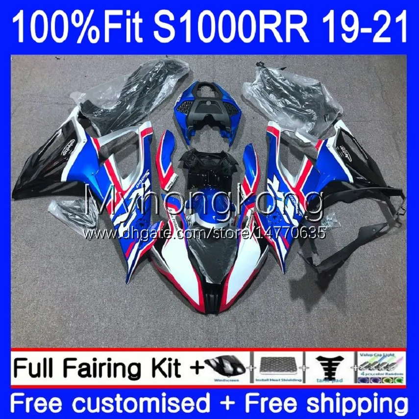 Fairings Injection Mold OEM For BMW S-1000 S 1000 RR S 1000RR S1000 RR Bodywork 3No.0 S-1000RR S1000RR 19 20 21 S1000-RR 2019 2020 2021 100% Fit Bodys Kit Black Factory Blue