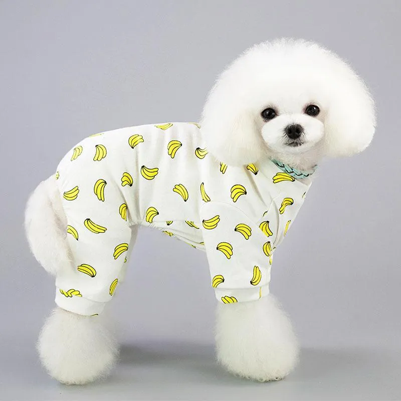 Abbigliamento per cani 2021 Carino Stampa Pigiama Tuta Pagliaccetti Comodo Cotone Pet Puppy Loungewear Vestaglia Primavera Gattino Gatto Abbigliamento S-2XL