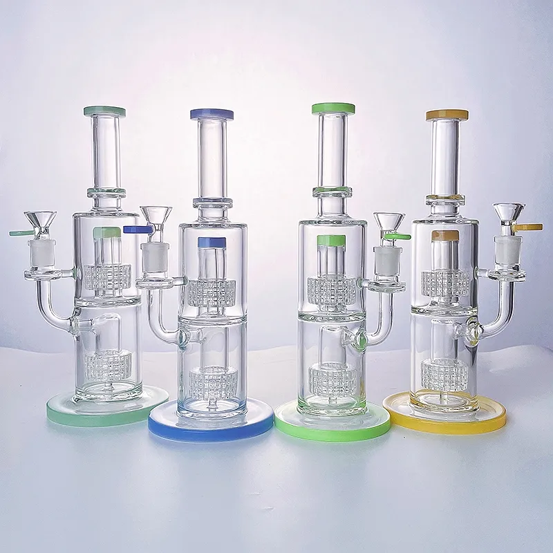 11 Inch Hookahs Thick Glass Bongs Birdcage Percolator Water Pipes Double Stereo Matrix Perc Oil Dab Rigs 14mm Joint With Bowl
