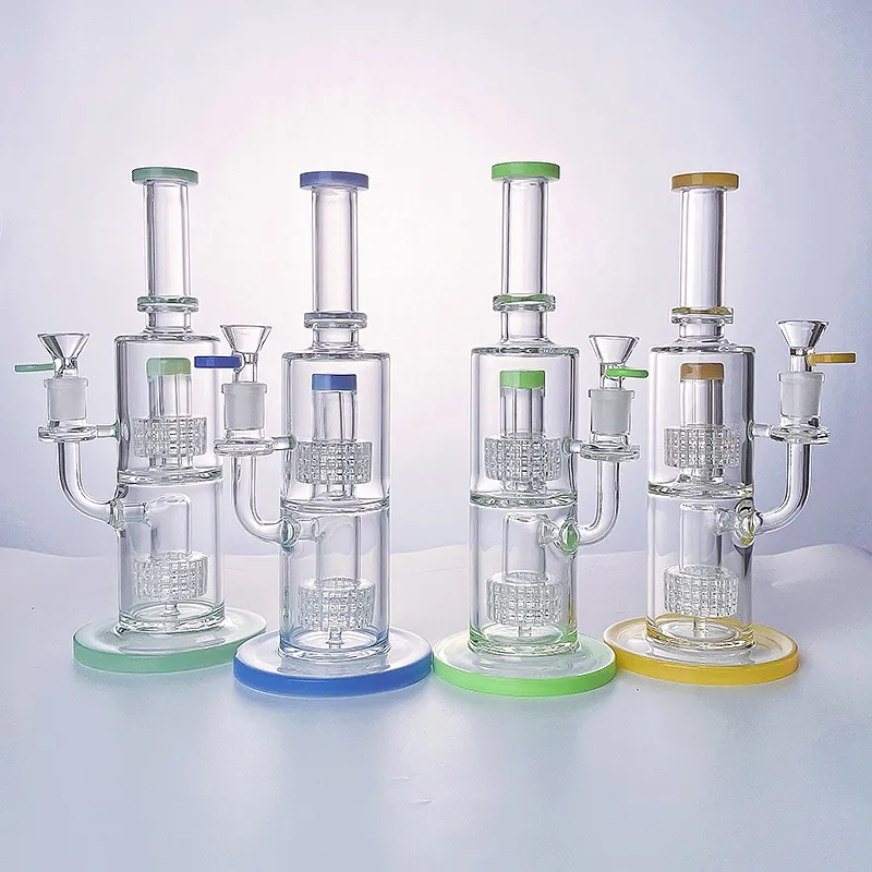 11 pouces narguilés verre épais bangs cage à oiseaux percolateur conduites d'eau double matrice stéréo perc huile dab rigs 14mm joint avec bol