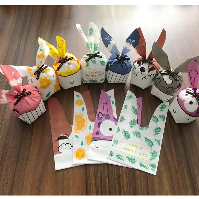 Orelha Longa Rabbit para Presente Envoltório Doces Coelho Bonito Festa de Casamento Goodie Bolsa De Embalagem Bolo Bonbonniere Presentes Saco Embalagem Candy Cookie Presente