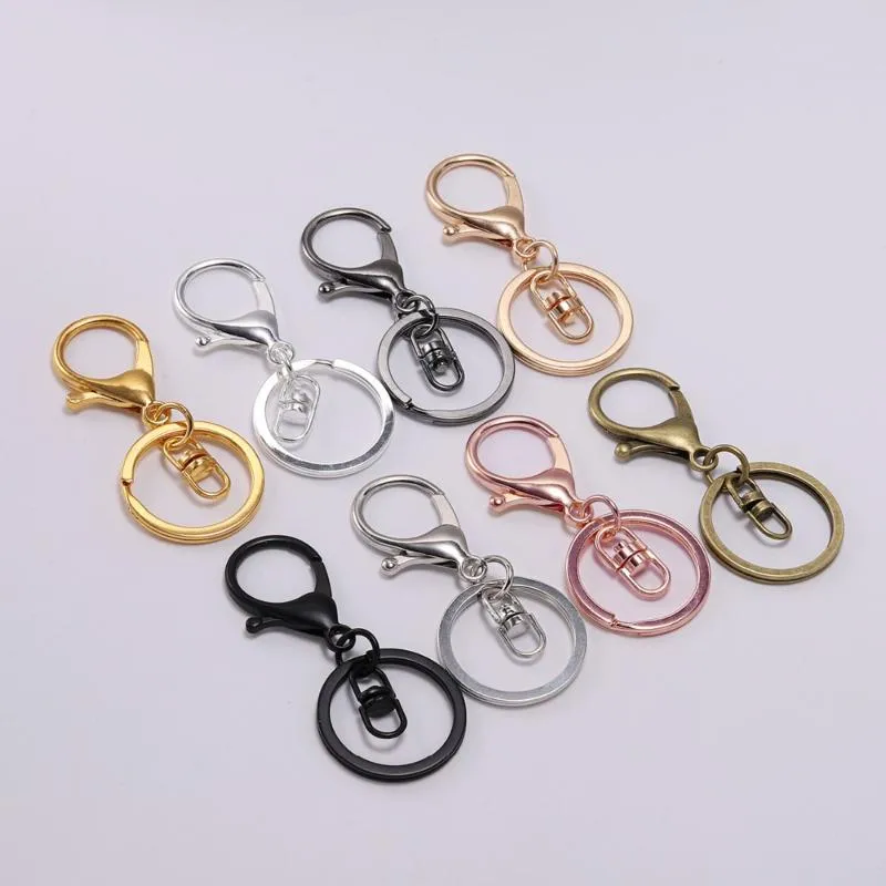 Keychains 5pcs / lot 골드 실버 키 체인 링 30 mm 키 긴 70 랍스터 걸쇠 훅 체인 조사 소모품 만들기