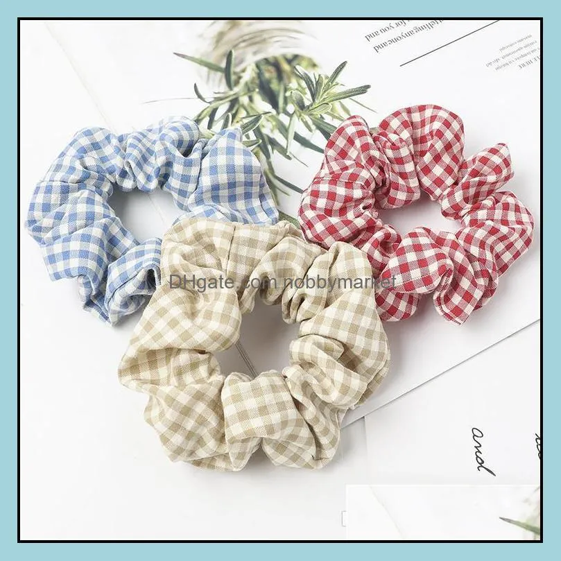 14 style Small lattice circle dot headband Large intestine Hair Ties Ropes Elastic hair band Girls Ponytail hair accessories Wholesale