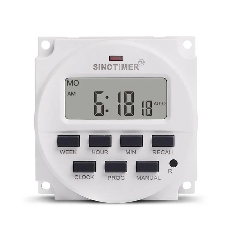 Timers TM618H-2 220V Digital Timer Switch 7 Days Weekly Programmable Time Relay Programmer Built-in Rechargeable Battery