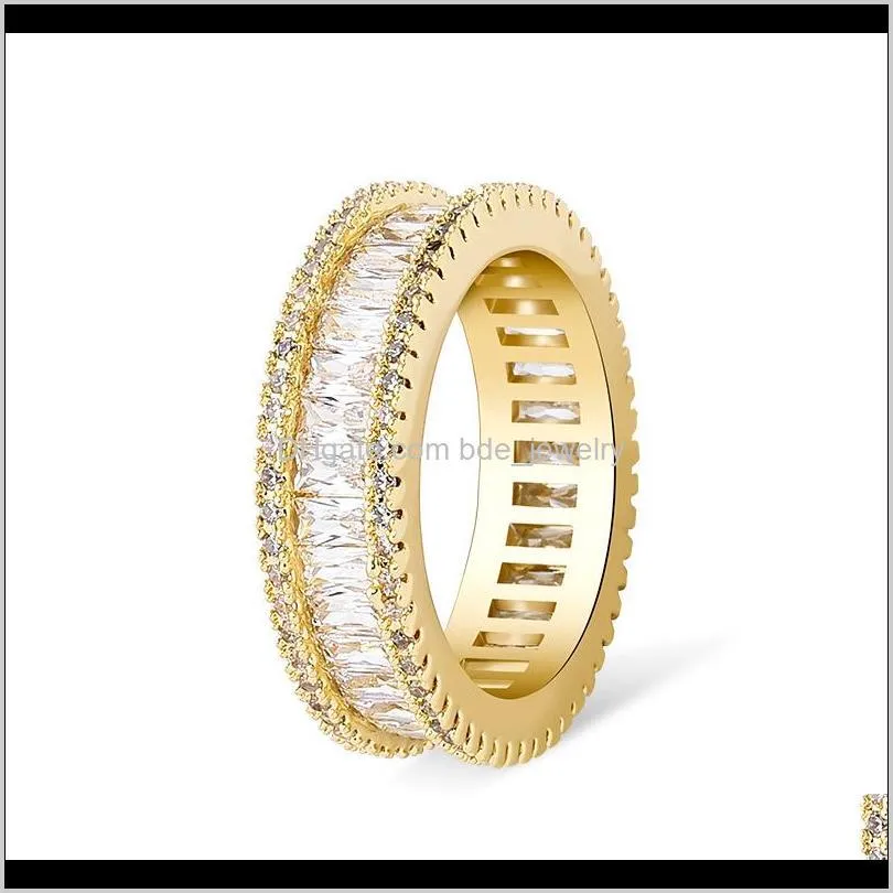 shiny copper band rings wholesale fashion cubic zircon forever love wedding bands eternity rings