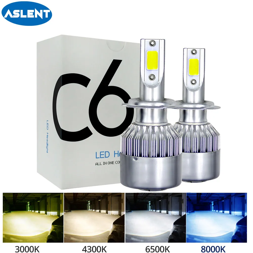 2 stks C6 LED-auto-koplamp H7 LED H4 BLIB H8 H1 H3 H11 HB3 9005 HB4 9006 9007 8000LM Auto Lampen Mistlichten 12V 3000K 6500K 8000K