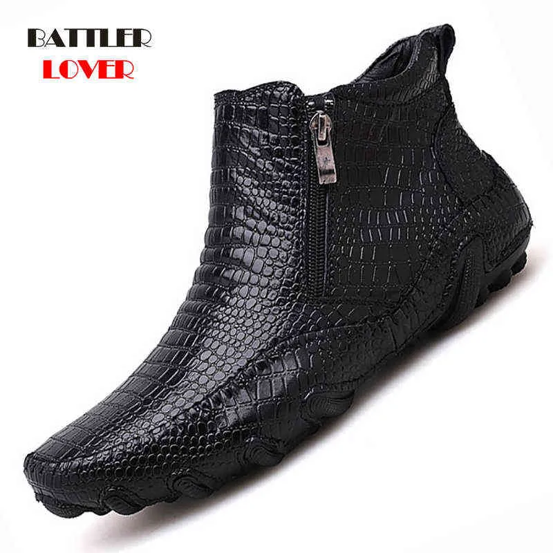 2019 Mens Loafers Winter Shoes Men Loafers Leather Moccasin Crocodile Style Footwear Slip On Flat Driving Boat Shoes Classical