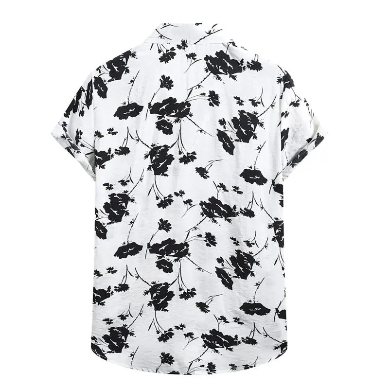 Strandhemden Männer Sommerurlaub Camisas Para Hombre Weiß Gedruckt Kurzarm Button Down Hawaiian Für Bluse Männer Casual320l