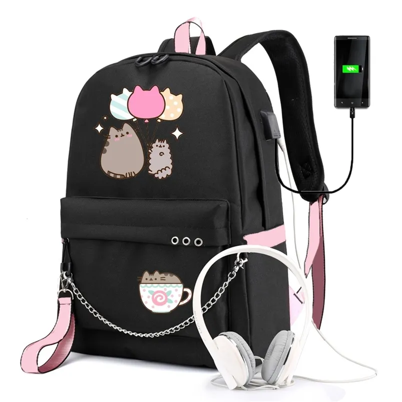 IMIDO mignon dessin animé étudiant sacs à dos grande capacité sac d'école respirant avec USB chaîne de charge paquet sac à dos pour les filles 210922