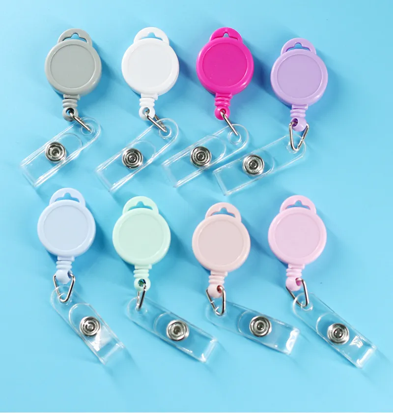 20 adet Anahtarlık Çanta Parçaları 2.5 cm Mix Renk ABS Geri Çekilebilir Kordon Adı Etiket Rozeti Makara Kanca