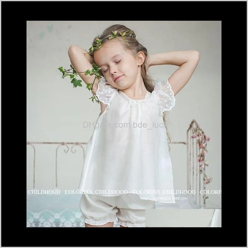 2020Summer New Girls 30%Silk Sleepwear Suit Children`s Leisure Baby Girl Pajamas Kids Pajamas Kids