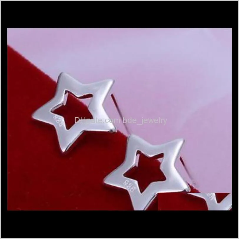 100% new high quality 925 sterling silver star bracelet earrings charm jewelry set dff0724