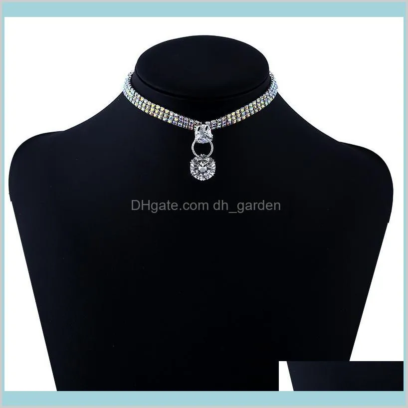 zircon flower necklace silver plated short chain crystal choker for women water drops necklace bridal chocker neck jewelry gifts