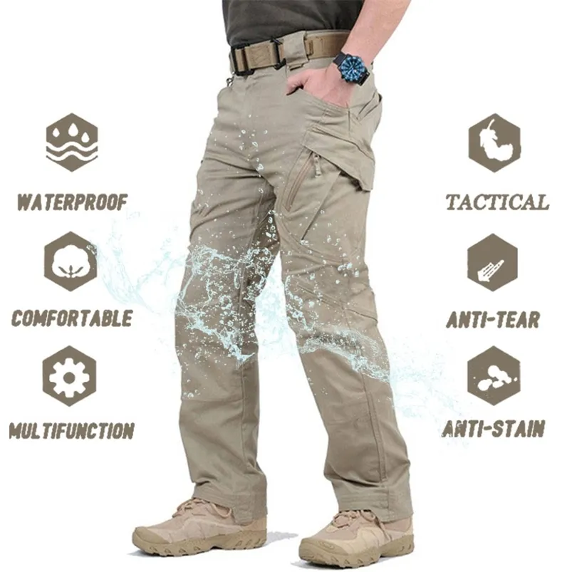 Pantalones tácticos militares Hombres Multi-bolsillo SWAT Combat Army Pantalones Hombre IX9 Impermeable Resistente al desgaste Cargo Joggers Tamaño grande 5XL 210715