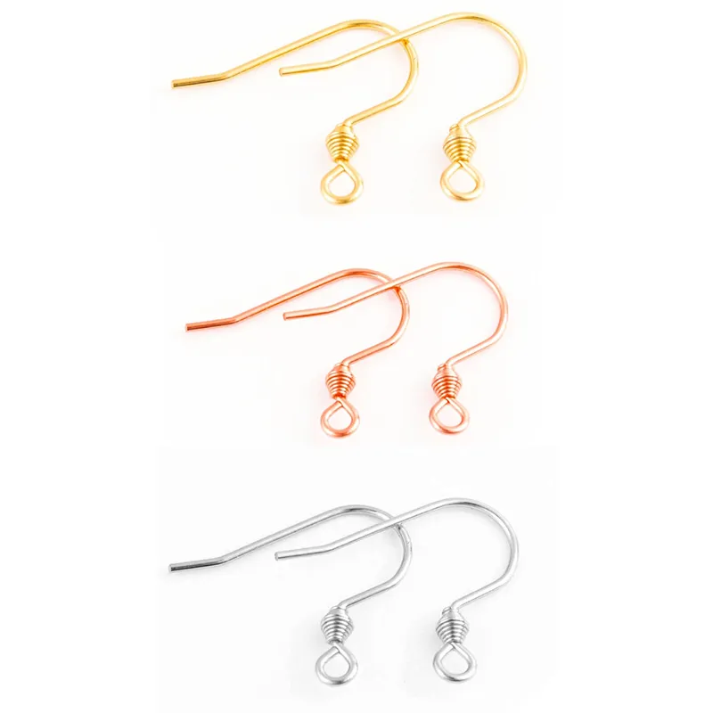 Roestvrij staal Rose Goud Zilver Oorbel Haken Oorbellen Clasps Bevindingen Earring Draden Voor Sieraden Maken Levert DIY