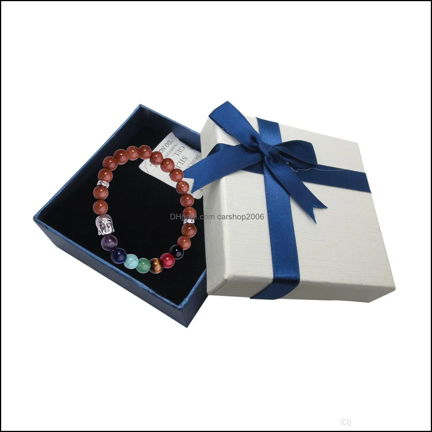 Seven chakras Buddha head gemstone bracelets for men and women fashion jewelry