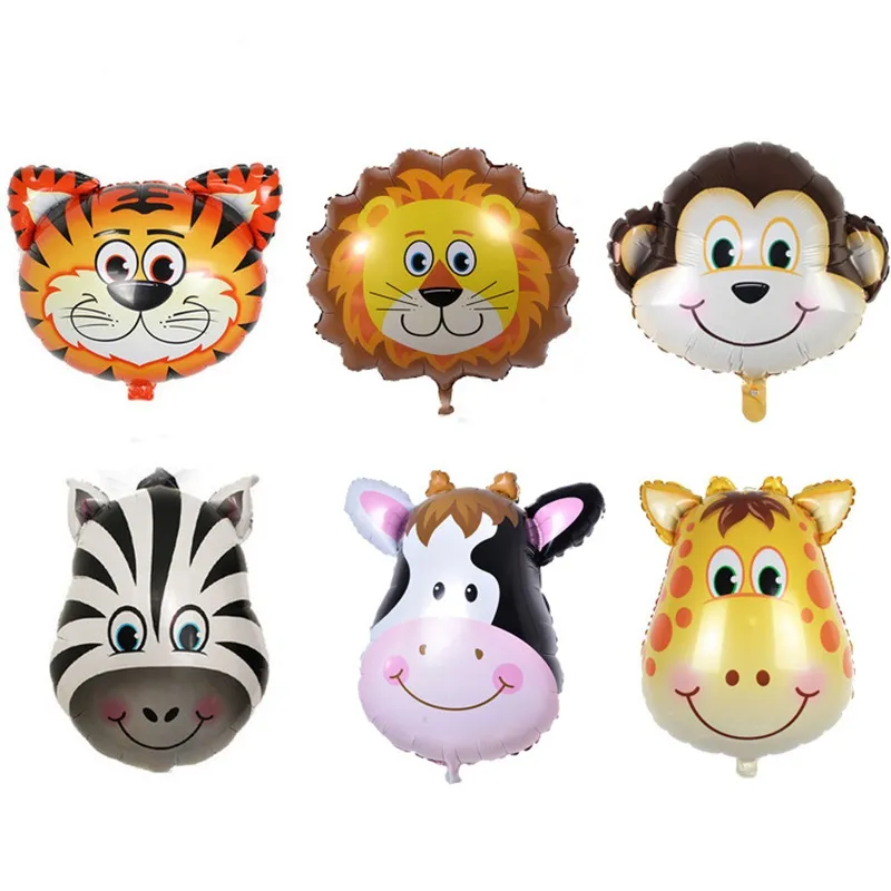 Mix Zwierząt Folia Balon Jungle Safari Podwójne Side Cartoon Balloons Dla Dzieci Zoo Theme Birthday Party Decoration Supply 164 B3