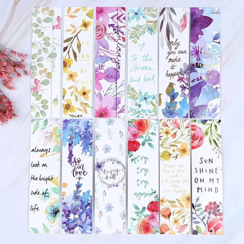 Bookmark 30 pièces/ensemble belles fleurs signets cartes de message livre Notes papier porte-Page pour livres fournitures de bureau scolaire papeterie