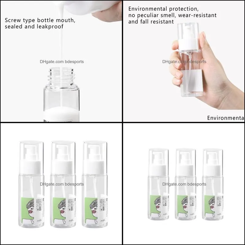 Storage Bottles & Jars 3pcs Leakproof Refillable Bathroom Cosmetic Container Essential Oil Shampoo Hand Press Transparent Travel Portable