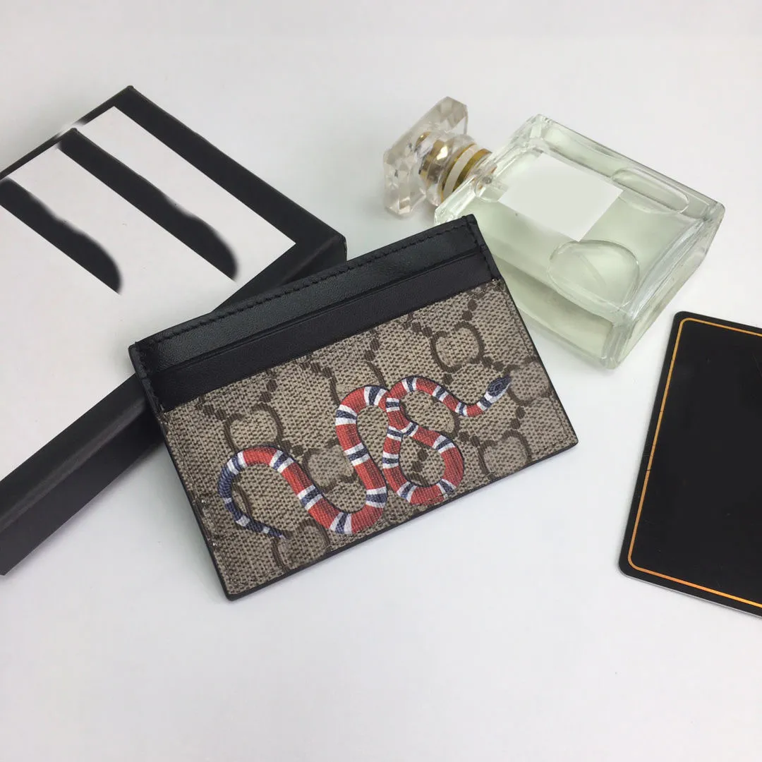 Whilesale Dise ador Titular de la tarjeta Hombres Mujeres Abeja Tigre Serpiente Titulares de tarjetas Piel de cordero negra Mini carteras Monedero