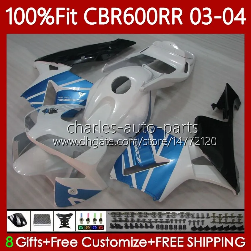 Corpi per stampi ad iniezione per HONDA CBR 600 RR CC F5 600F5 03-04 Carrozzeria 71No.30 CBR-600 Bianco blu blk CBR600 RR CBR600RR 03 04 CBR 600RR 600CC CBR600F5 2003 2004 Carenatura OEM