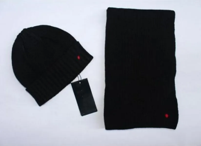 Cappelli Sciarpe Set Uomo Donna Autunno Inverno Marca Sciarpa Cappello Due pezzi Fashion Label Sci Berretti lavorati a maglia