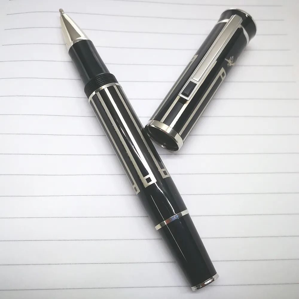 Yamalang Thomas Luxury Pens Black Silver Bar Metal Ballpoint Pen с черным бриллиантовым офисом Signature School Writing Stactory282R