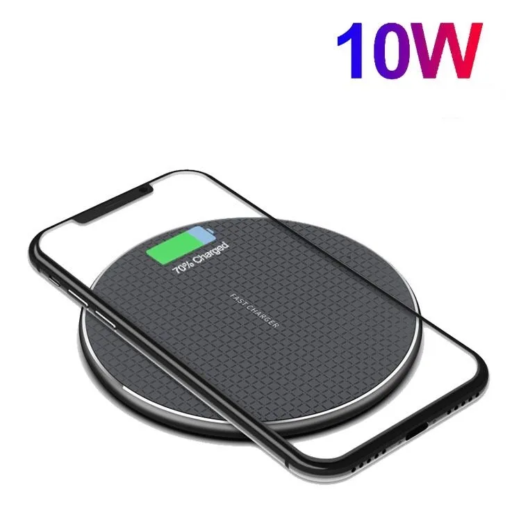 Caricabatterie wireless veloce da 10W per telefono 11 Pro XS Max XR x 8 Plus Samsung S10 S9 S8 S7 Edge Nota 10 USB Qi Pad di ricarica con scatola al minuto