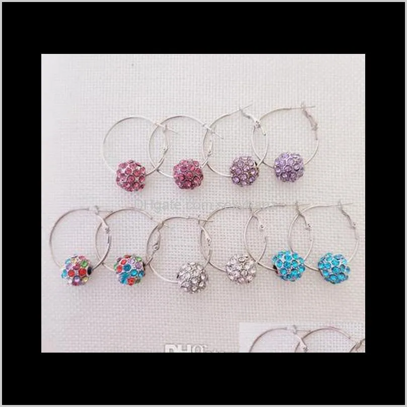 Hie livraison directe 2021 strass cerceau femmes cerise Bblossom boule de cristal boucles d'oreilles pour dame mode bijoux cadeau de noël Htakd