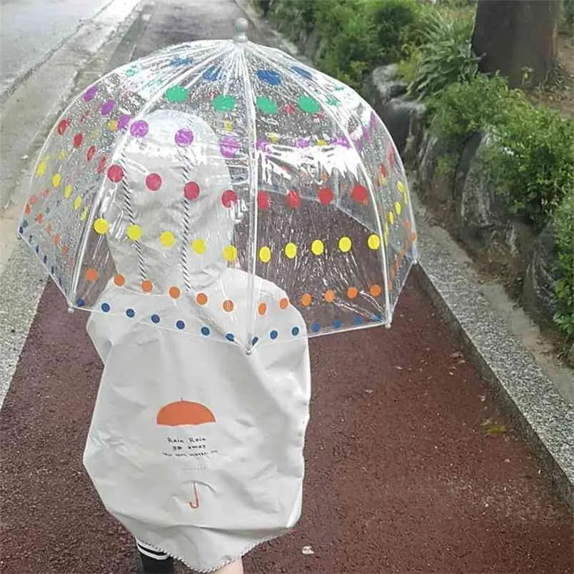 Guarda-chuvas infantis à prova de vento e à prova de chuva à prova de ar onda ponto transparente bebê bonito rua 210721