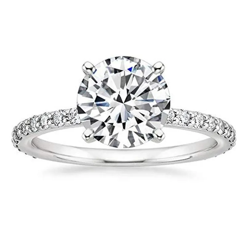 Cluster Rings EAMTI 925 Sterling Silver For Women 1.25 CT Round Solitaire Cubic Zirconia Engagement Ring Promise Size 4-12