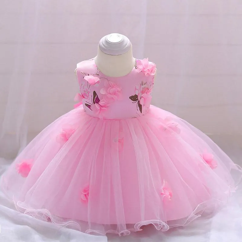 Girl's Dresses PLBBFZ Little Baby Girls Birthday Dress With Belt Appliques Cute Flower Evening Party Gown