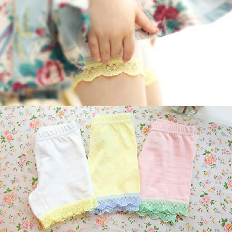 Korean Style Fashion 3 4 6 8 10 12 Years Children Lace Patchwork Short Safety Security Pants Kids Baby Girls Shorts Summer 210701
