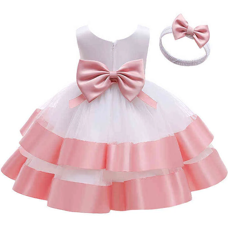 2021 Herbst weiße Zeremonie Kleid Mädchen Perlen 1. Geburtstagskleid für Babykleid Kleid Elegante Prinzessin Kleider Party Taufe G1129