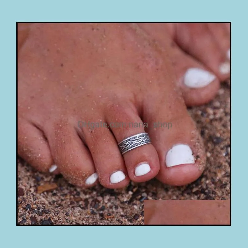 8Pcs Elegant Women 925 Sterling Silver Toe Ring Foot Adjustable Beach Jewelry fashion show Retro Style Body Jewellry