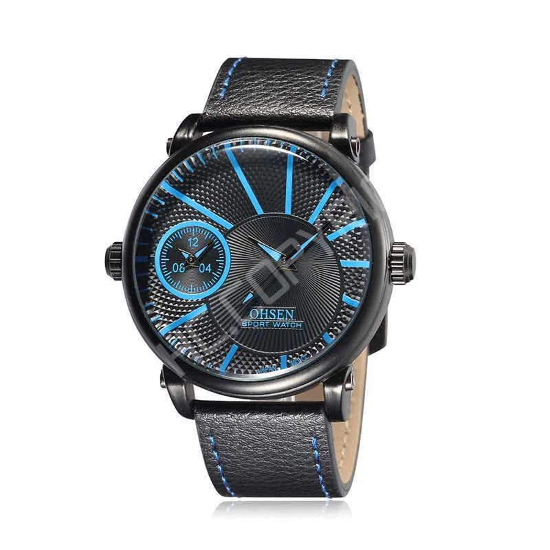 Esporte relógio de pulso genuíno banda de couro de quartzo esporte relógio de aço inoxidável relógio de luxo ao ar livre G1022