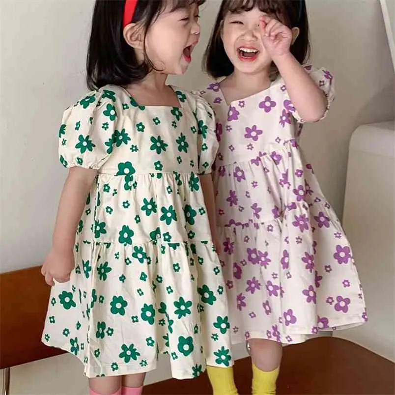 Abito estivo stile coreano giapponese per ragazze vestiti per bambini festa di fiori neonata 210528