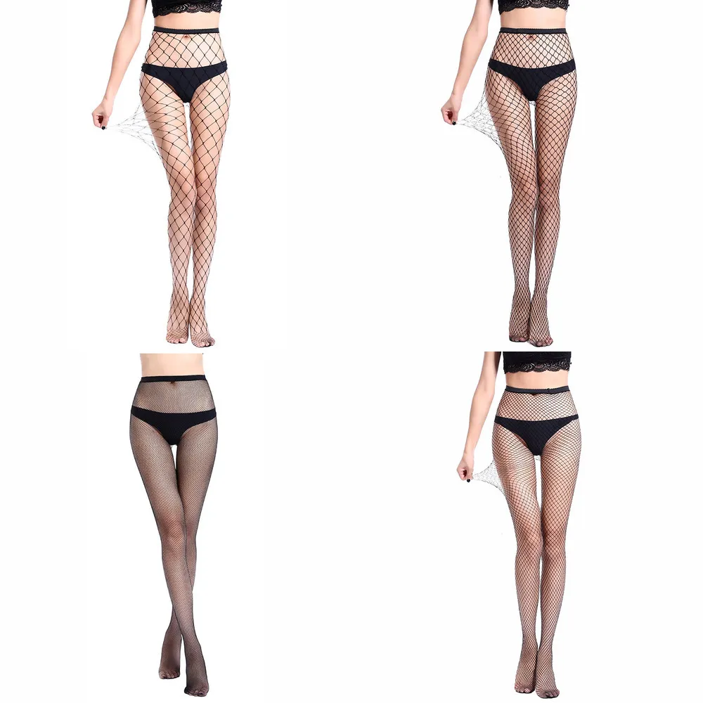 Nuove donne sexy collant a rete a rete media collant donna trasparente sottile a vita alta calza pantaloni maglia lingerie X0521