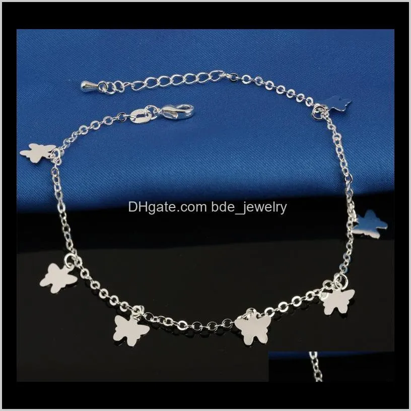 sterling sliver ankle bracelet for women foot jewelry inlaid zircon anklets bracelet on a leg personality gifts dff0675