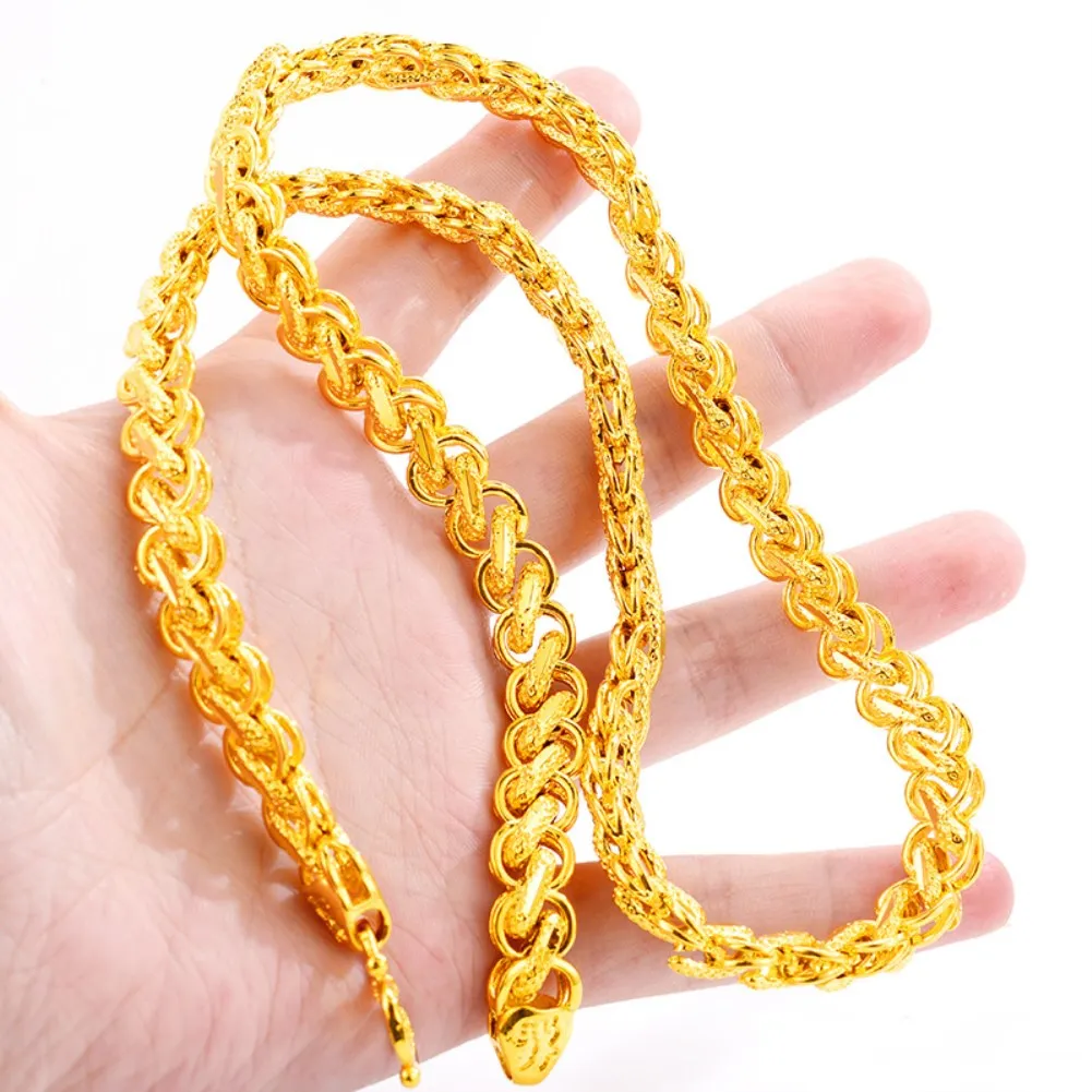 14K Gold Plated Rope Chain Twisted Link Necklace for Men 18