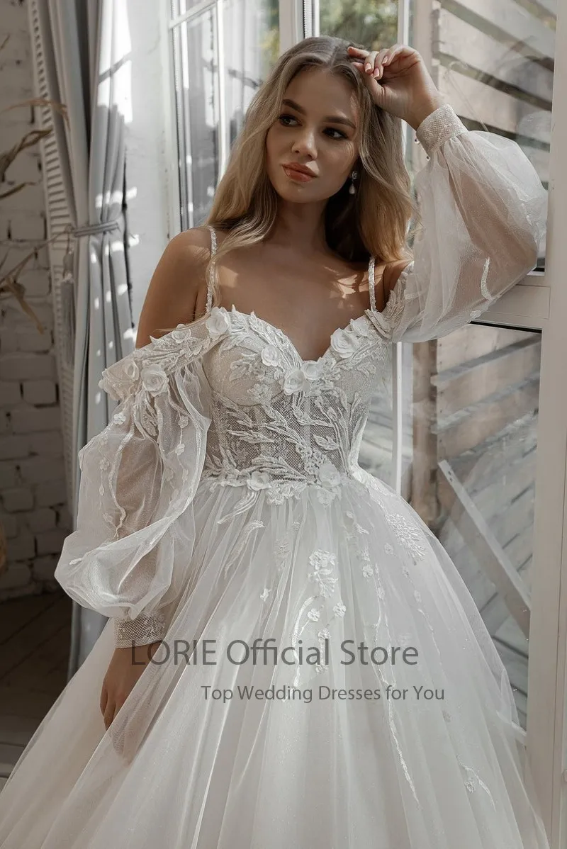 Boho Wedding Dress 2021 Lorie Glitter Party Dress With 3D Flowers